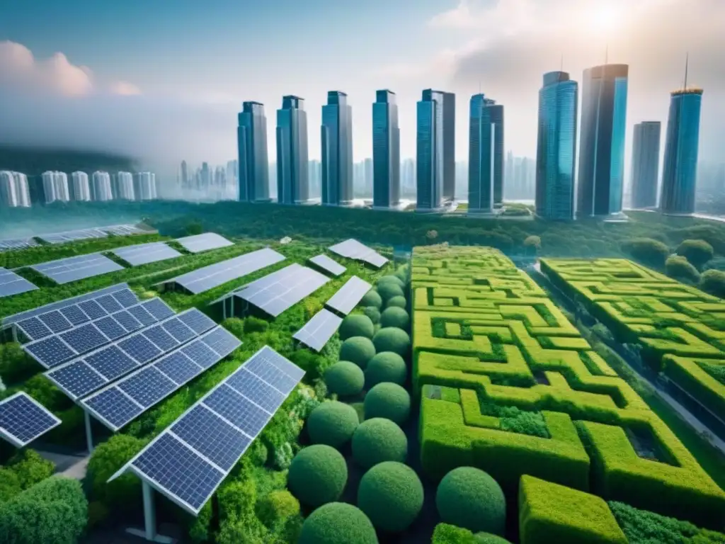 Metrópolis sostenible: armonía entre ciudad y naturaleza El equilibrio perfecto entre urbanismo y naturaleza en una ciudad futurista sostenible