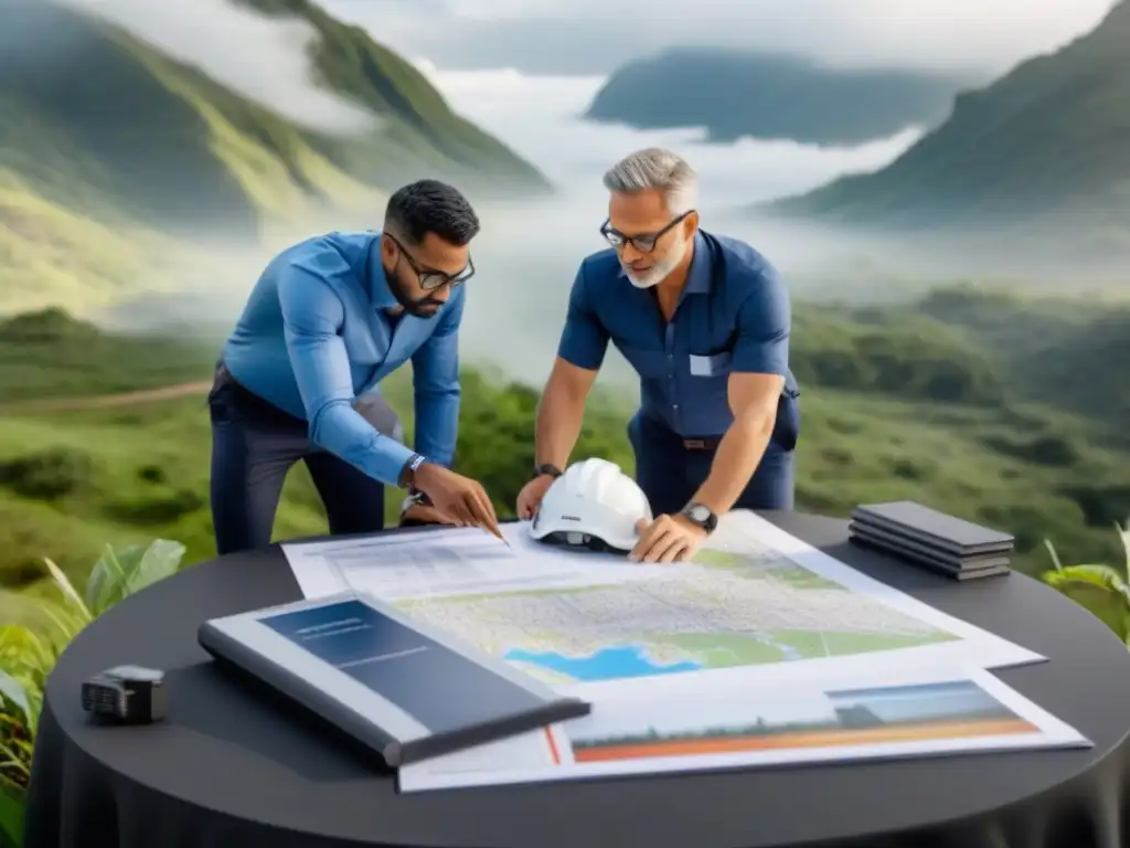 Equipo de arquitectos y ingenieros innovadores en paisaje internacional Equipo de arquitectos y ingenieros colaborando en proyectos rentables en terrenos internacionales
