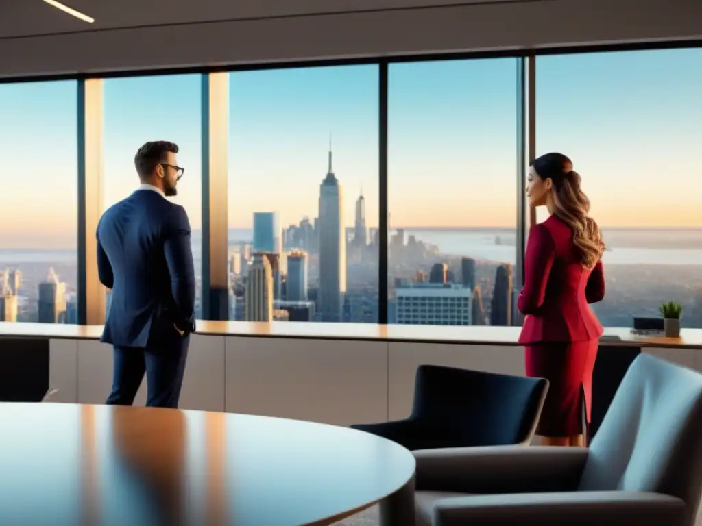 Reunión de Due Diligence en Oficina Moderna para Fusión Inmobiliaria Un equipo diverso en una oficina moderna realiza una reunión de Due Diligence en fusiones inmobiliarias