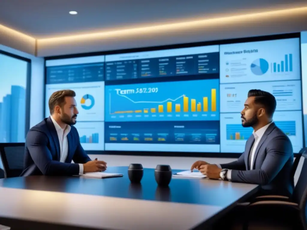 Profesionales analizando due diligence en inmobiliaria internacional Equipo diverso en oficina moderna analizando documentos financieros de Due Diligence inmobiliaria internacional detallada