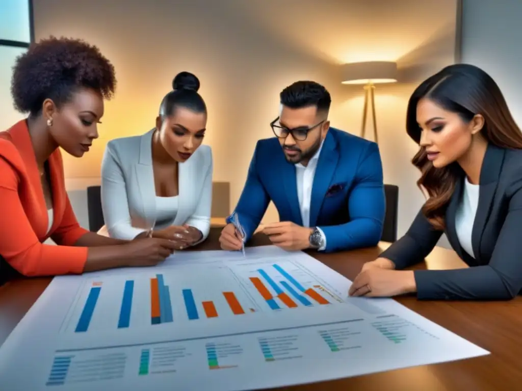 Profesionales diversificados ideando estrategias inmobiliarias rentables Equipo diverso ideando salidas creativas para inversiones ganancias inmobiliarias