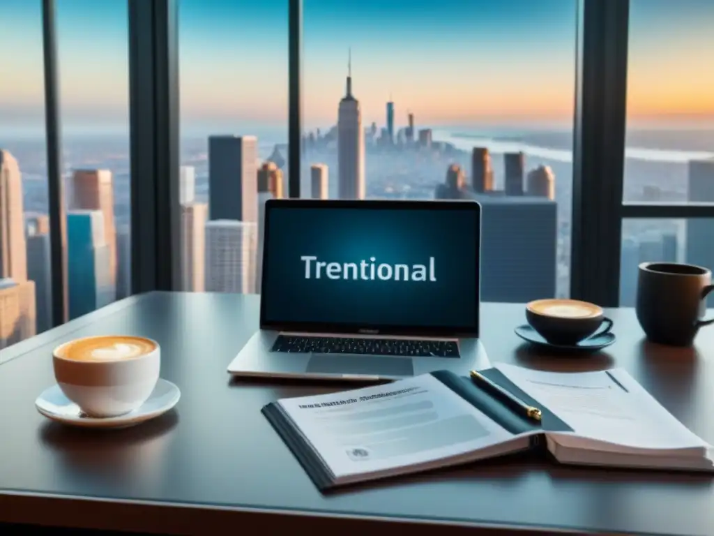 Oficina moderna: inversiones inmobiliarias internacionales Escena profesional de documentación legal inversiones inmobiliarias internacionales en moderno escritorio de oficina