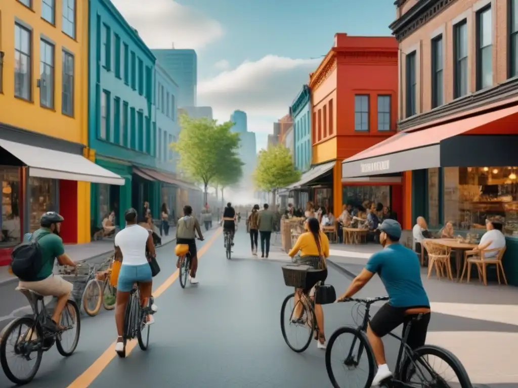 Escena urbana vibrante: diversidad, revitalización y comunidad Una escena urbana vibrante que refleja la revitalización sin gentrificación en el mercado inmobiliario: diversidad, comunidad y vitalidad en la ciudad