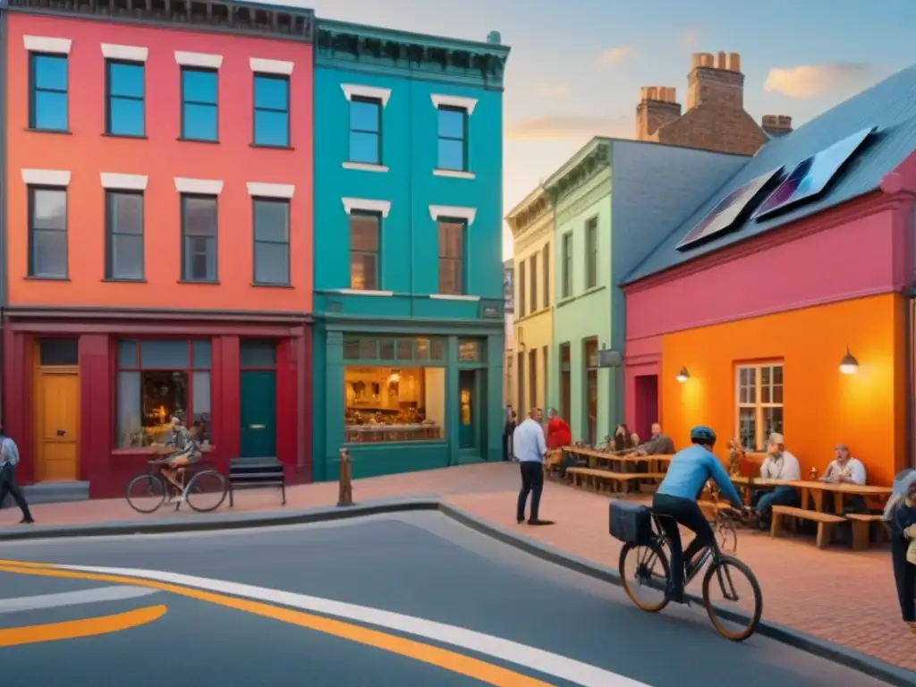 Renovación urbana: mezcla de historia y modernidad en un vibrante pueblo Escena urbana vibrante de revitalización de propiedades en pequeñas ciudades, mezclando lo antiguo con lo moderno
