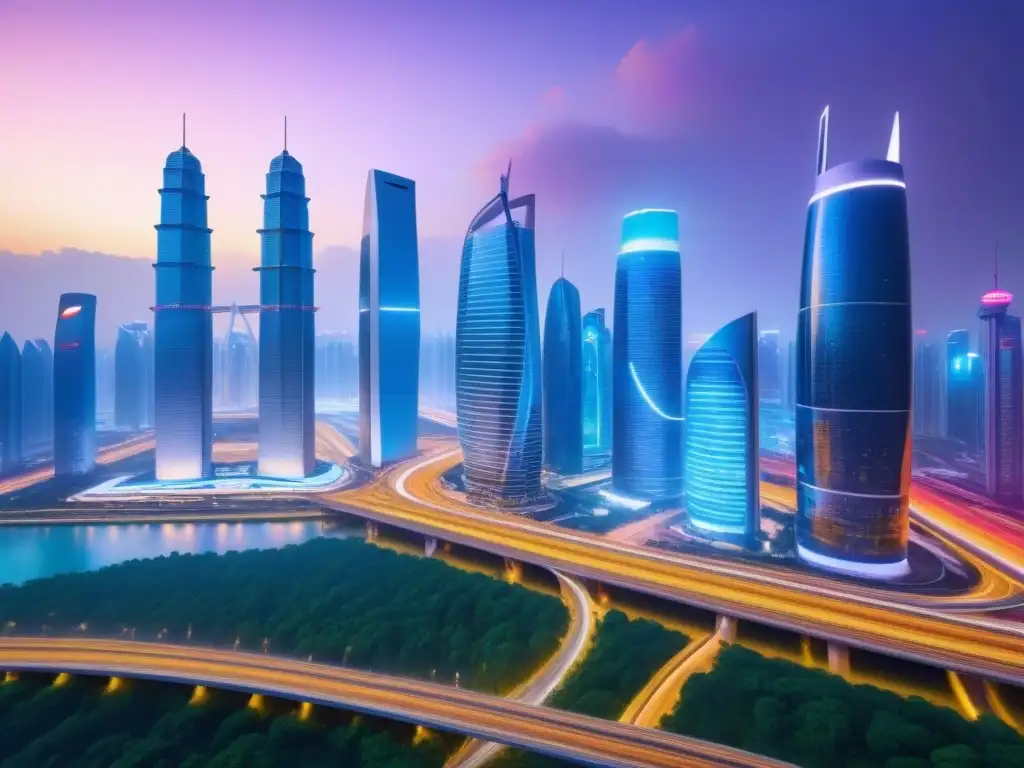 Metrópolis futurista de la Iniciativa del Cinturón y Ruta Un escenario futurista de metrópolis vibrante con inversiones inmobiliarias internacionales tecnología