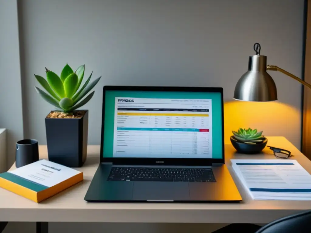 Oficina de lujo para reventa de tiempos compartidos Escritorio moderno para documentación reventa tiempo compartido guía, reflejando eficiencia y profesionalismo
