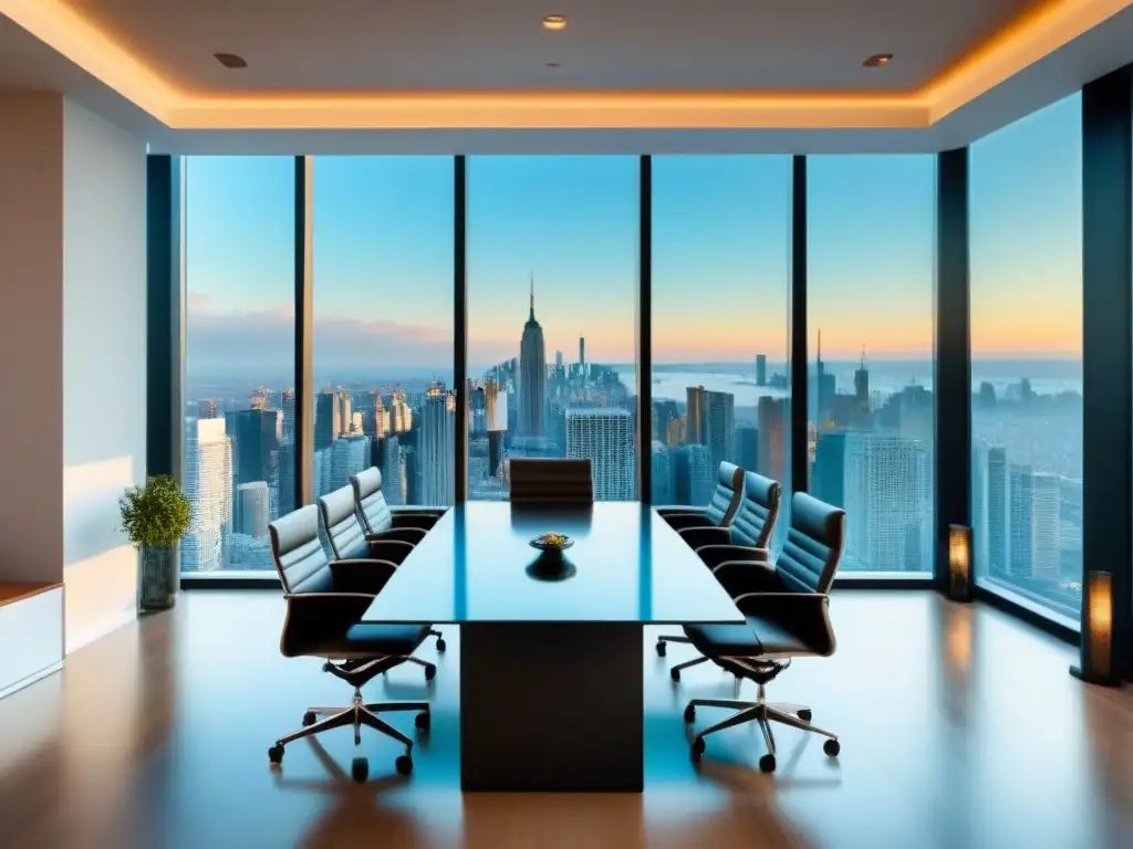 Salón de conferencias moderno y lujoso con vista a la ciudad Un espacio de conferencias moderno y lujoso con vista a la ciudad