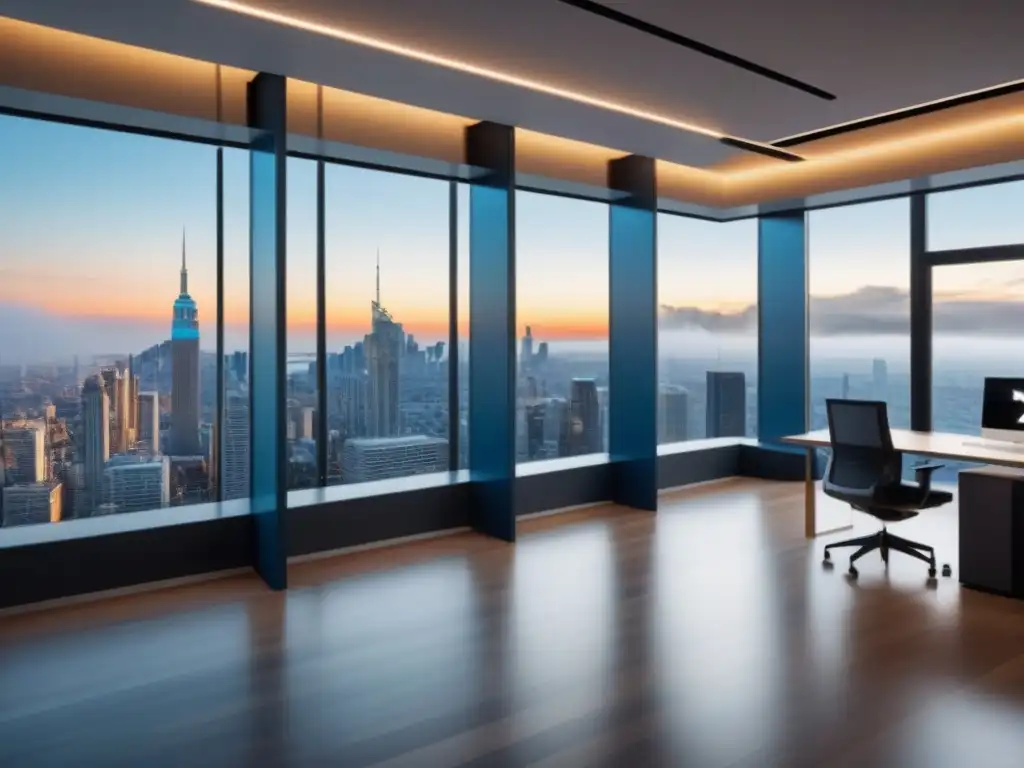 Espacio coworking futurista: innovación y productividad Un espacio de coworking de alta tecnología con profesionales colaborando en un entorno futurista