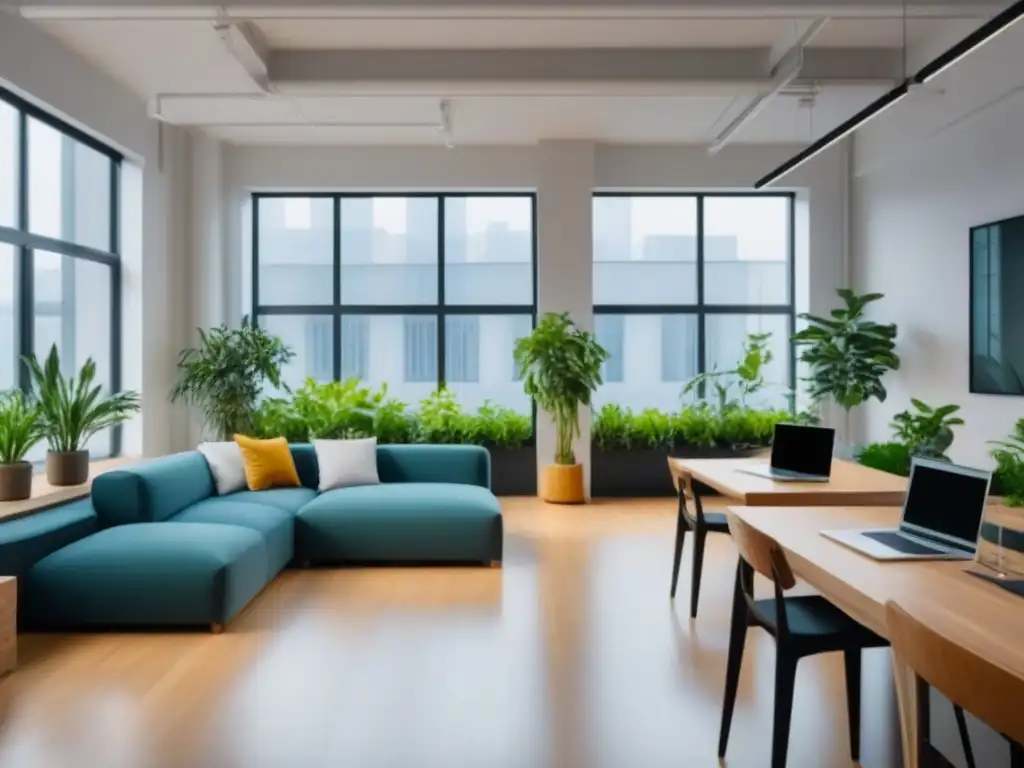 Espacio de coworking moderno y dinámico Un espacio de coworking moderno y dinámico, lleno de profesionales colaborando con éxito