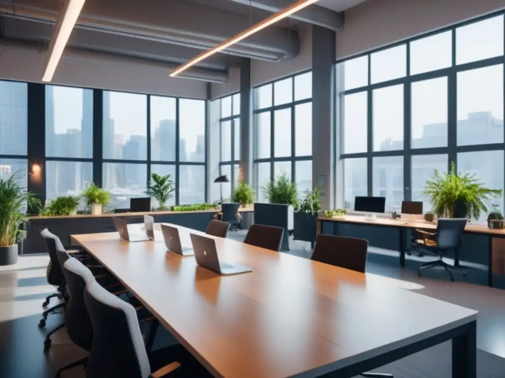 Espacio de coworking vibrante y colaborativo en ambiente moderno y elegante Un espacio de coworking vibrante y concurrido, reflejando productividad, creatividad y comunidad, en un entorno moderno y elegante