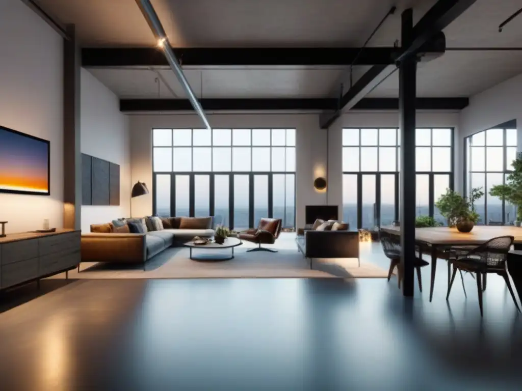 Loft industrial de lujo: transformación moderna Transformación de espacio industrial en residencia de lujo: loft moderno, elegante y sofisticado con elementos industriales integrados