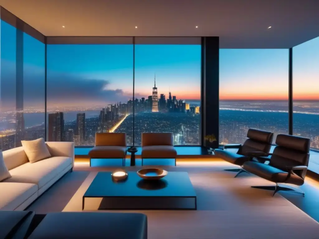 Interior de hogar inteligente de lujo con tecnología IoT integrada Espacio interior moderno y lujoso de una casa inteligente, con mobiliario futurista y dispositivos IoT integrados