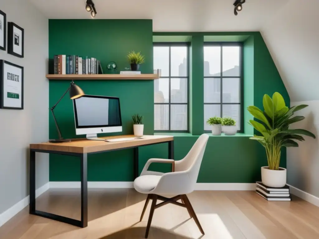Oficina de escritura inmobiliaria: diseño moderno y profesional Un espacio de oficina moderno y elegante para copywriters en el sector inmobiliario