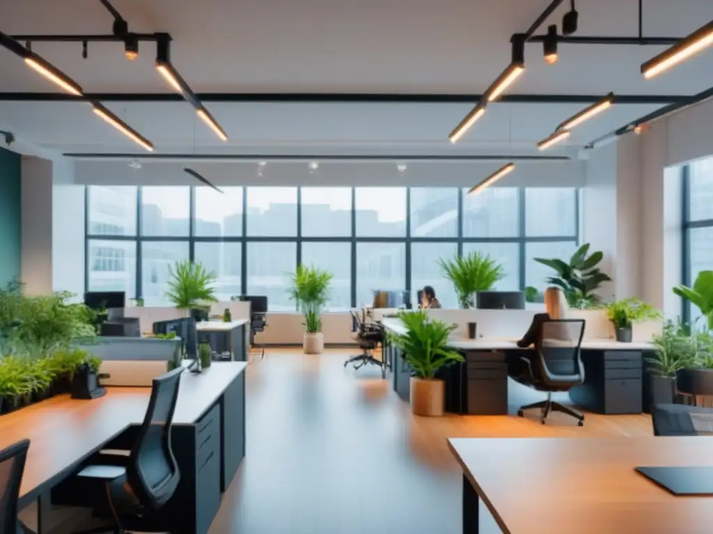 Espacio de coworking moderno y vibrante: diseño elegante y productividad Espacios de coworking en inversiones: Un moderno y luminoso lugar de trabajo con diseño contemporáneo y vibrante ambiente colaborativo