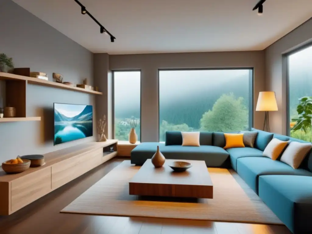 Salón moderno y versátil en casa personalizable Espacioso salón moderno en vivienda adaptable para familias con muebles versátiles y ambiente acogedor