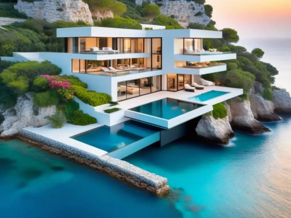 Residencia de lujo en acantilado con vistas al mar Mediterráneo Espectacular mansión moderna en acantilado con vista al mar Mediterráneo, ideal para propiedades de lujo internacionales