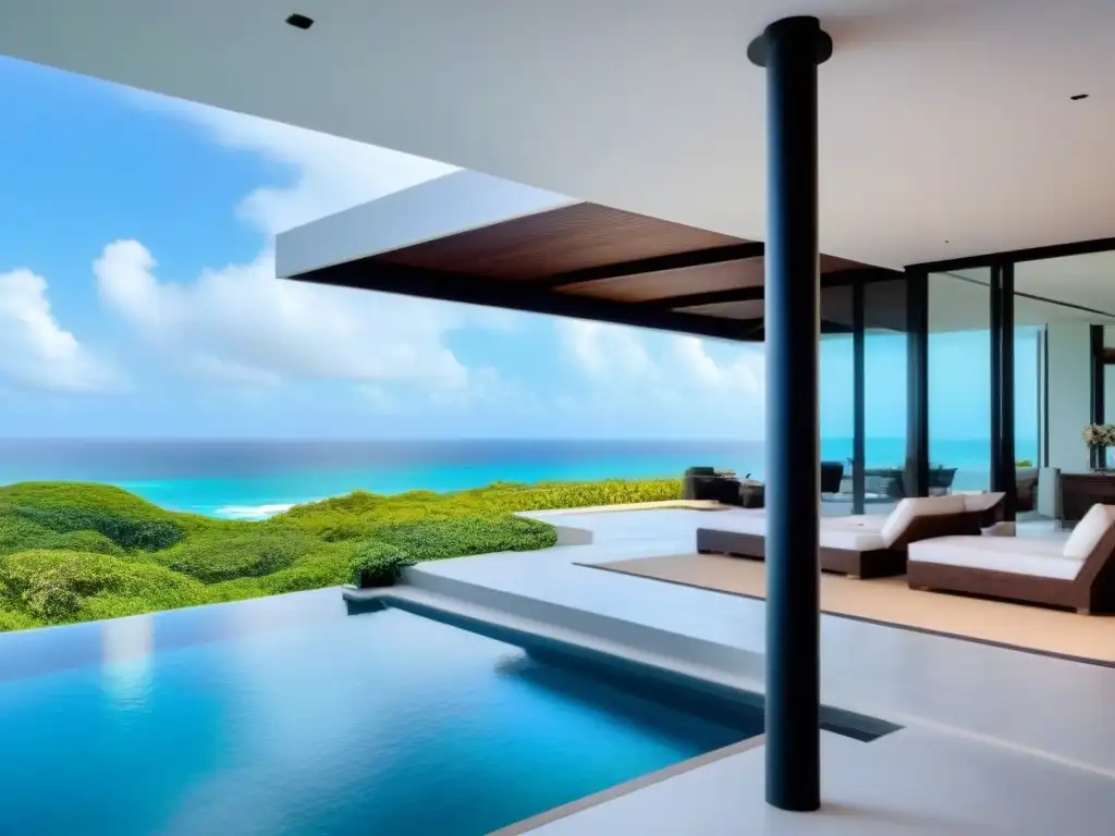Villa de lujo frente al mar con diseño moderno y vistas impresionantes Espectacular villa moderna frente a la playa con diseño arquitectónico elegante y vistas al océano