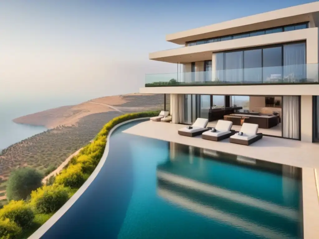 Villa de lujo con vistas en Jordania Espectacular villa moderna de lujo en Jordania con elegante arquitectura y paisaje exuberante