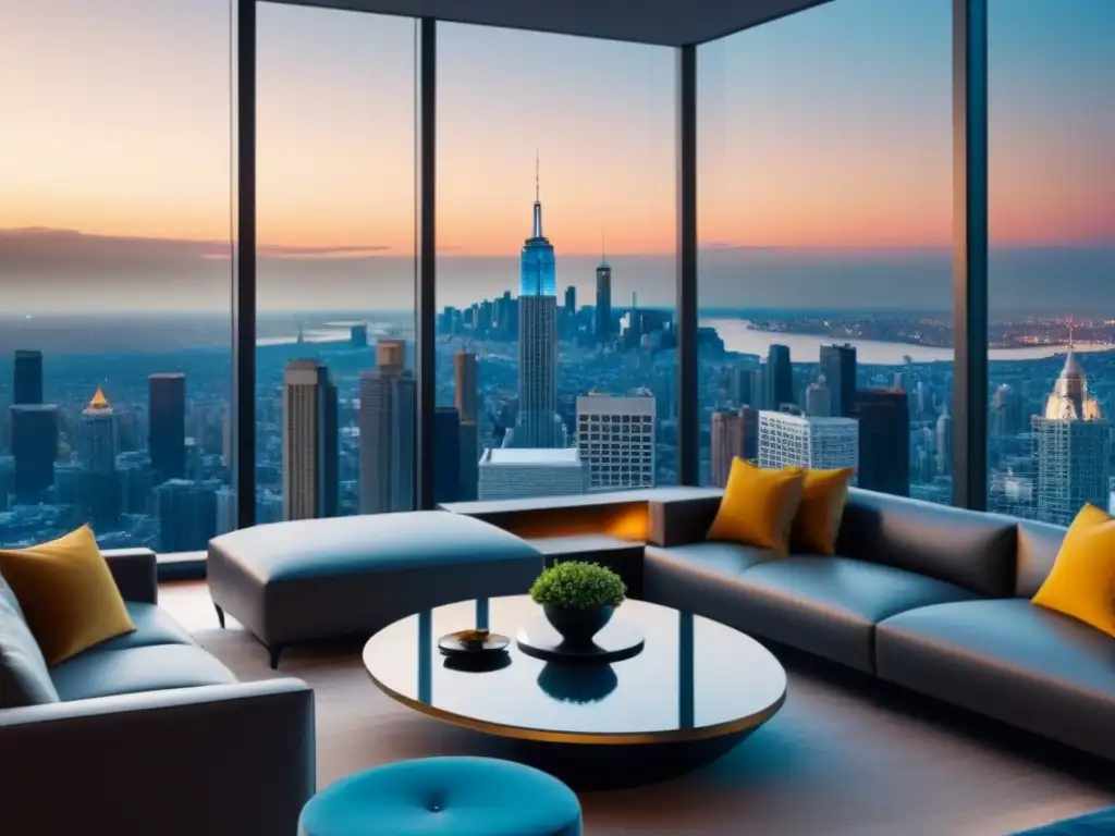 Penthouse de lujo en la ciudad: diseño moderno y vistas panorámicas Espectacular penthouse de lujo con vista panorámica de la ciudad para convertirse en magnate propiedades lujo