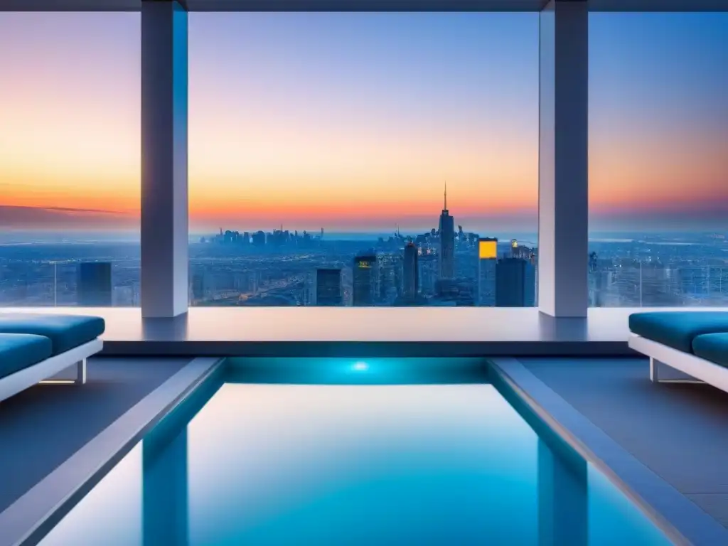 Penthouse de lujo con piscina infinita y vistas urbanas Espectacular penthouse moderno con piscina infinita y vista a la ciudad