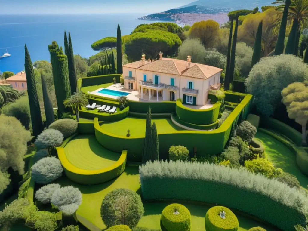 Espléndida mansión de lujo en la Riviera Francesa con jardines exuberantes y vistas panorámicas al mar Mediterráneo