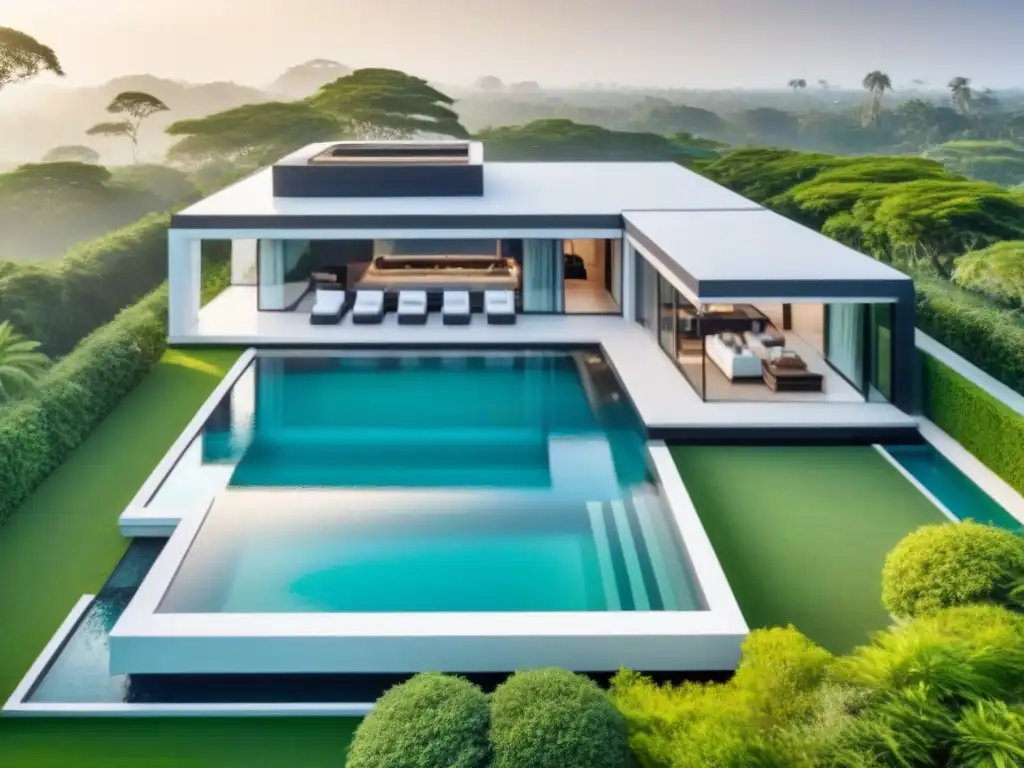 Propiedad de lujo: arquitectura moderna con piscina y jardín exuberante Espléndida propiedad de alta gama rodeada de exuberante vegetación, con diseño moderno y exclusivo