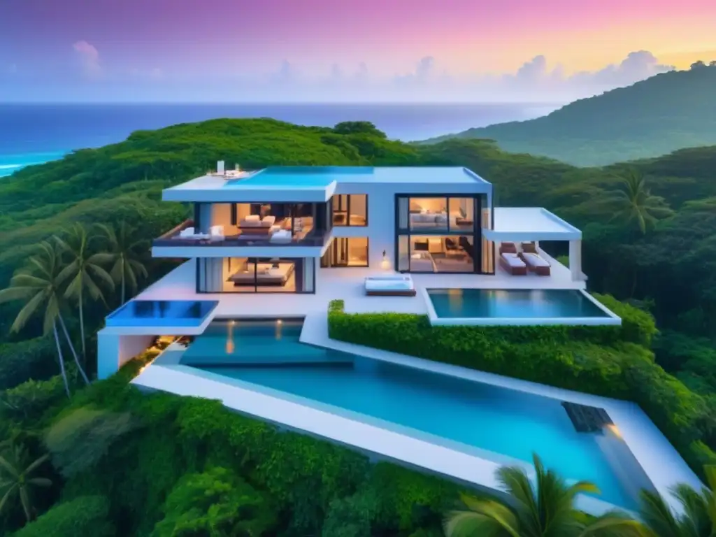 Propiedad vacacional de lujo con vistas al mar y piscina infinita Disfruta de estrategias para reservas propiedad vacacional en un paraíso exclusivo con vistas al mar turquesa y vegetación exuberante