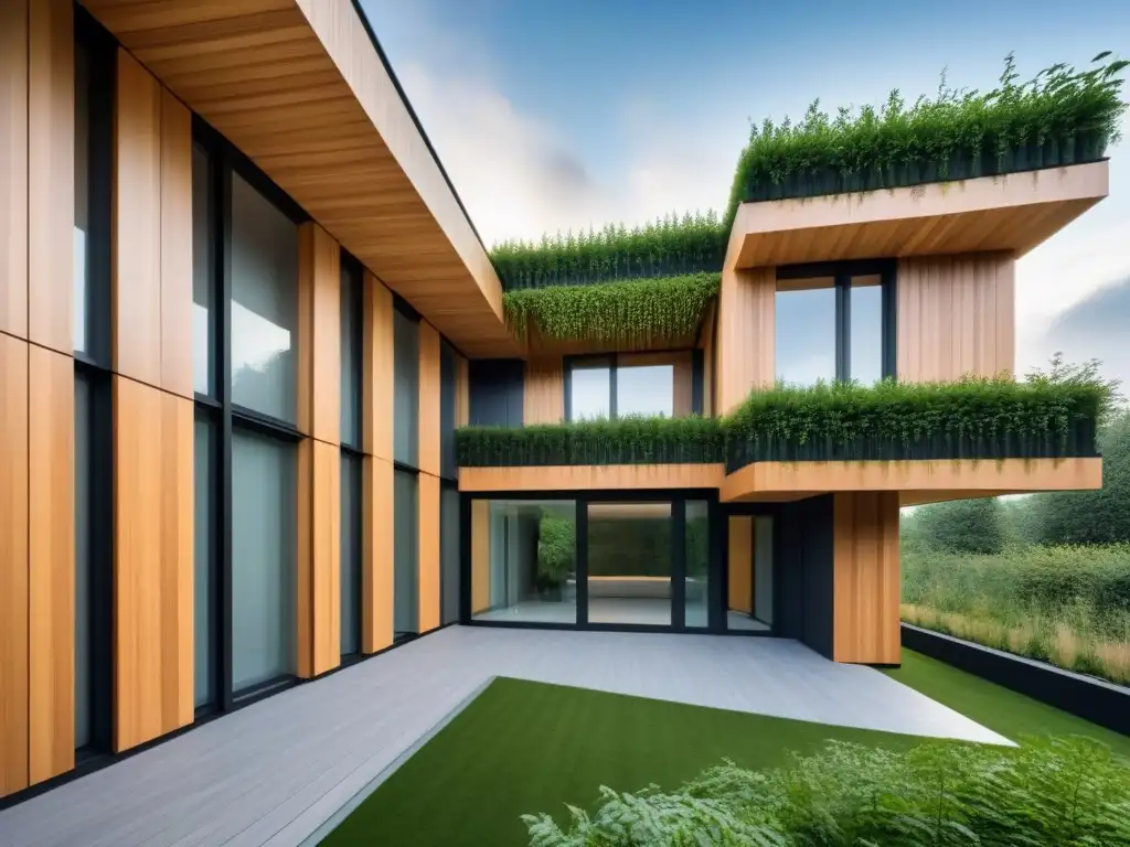 Edificio futurista de madera CLT: innovación sostenible Una estructura futurista construida con madera contralaminada para inversores internacionales