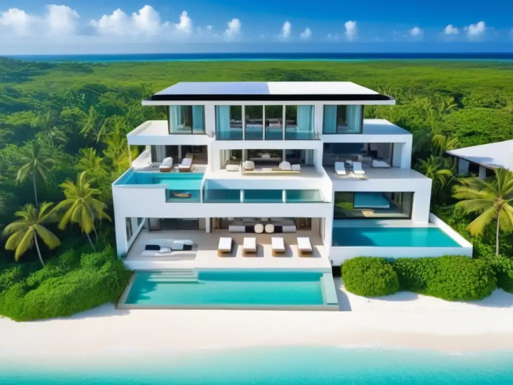 Villa de lujo frente al mar: paraíso exclusivo con piscina infinita privada Exclusiva villa de alquiler vacacional con piscina infinita privada en la playa, elegante y relajante