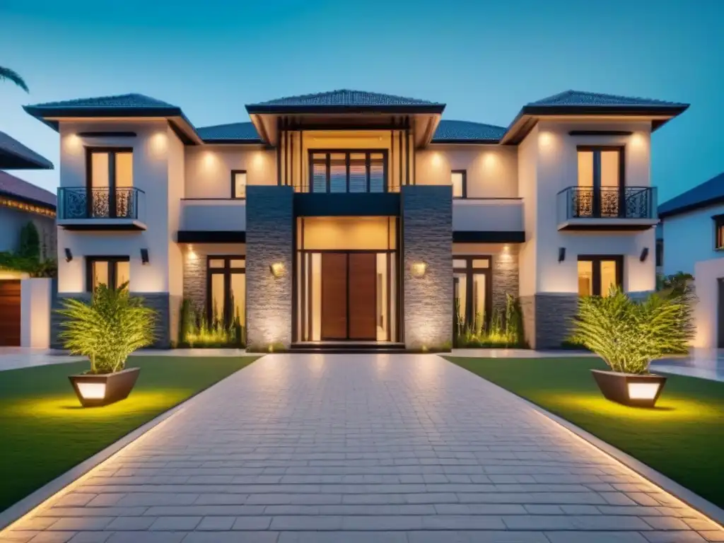Residencia de lujo: diseño moderno con seguridad y exclusividad Exclusiva mansión moderna con medidas de seguridad y diseño contemporáneo