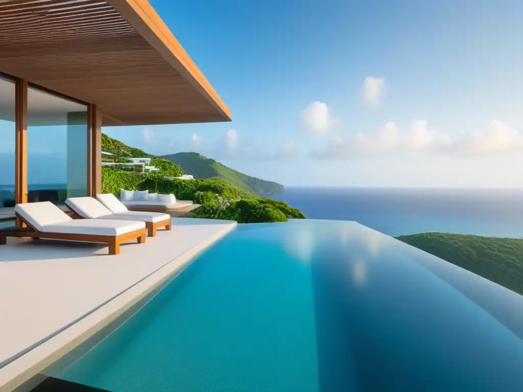 Villa de lujo con infinity pool en acantilado Exclusiva propiedad de alquiler vacacional con diseño moderno y vistas al mar turquesa