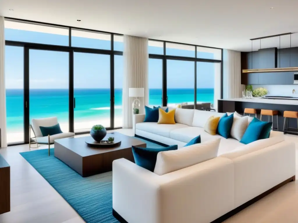 Vacaciones de lujo en la playa: 8k de confort moderno y relax Exclusivo alquiler vacacional de lujo con vista a la playa y terraza con jacuzzi, perfecto para estrategias alquileres vacacionales corto plazo
