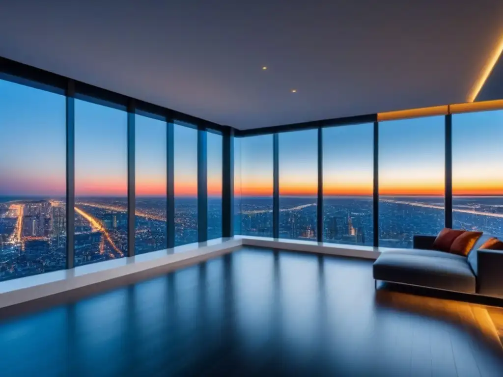Penthouse de lujo con vistas a la ciudad: sofisticación postcrisis Exclusivo ático moderno con vista a la ciudad, diseño elegante y cocina de lujo