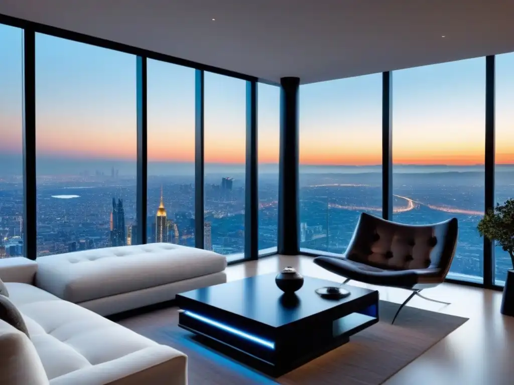 Penthouse de lujo: vistas panorámicas y exclusividad Exclusivo ático moderno con vista a la ciudad y montañas, lujo y sofisticación