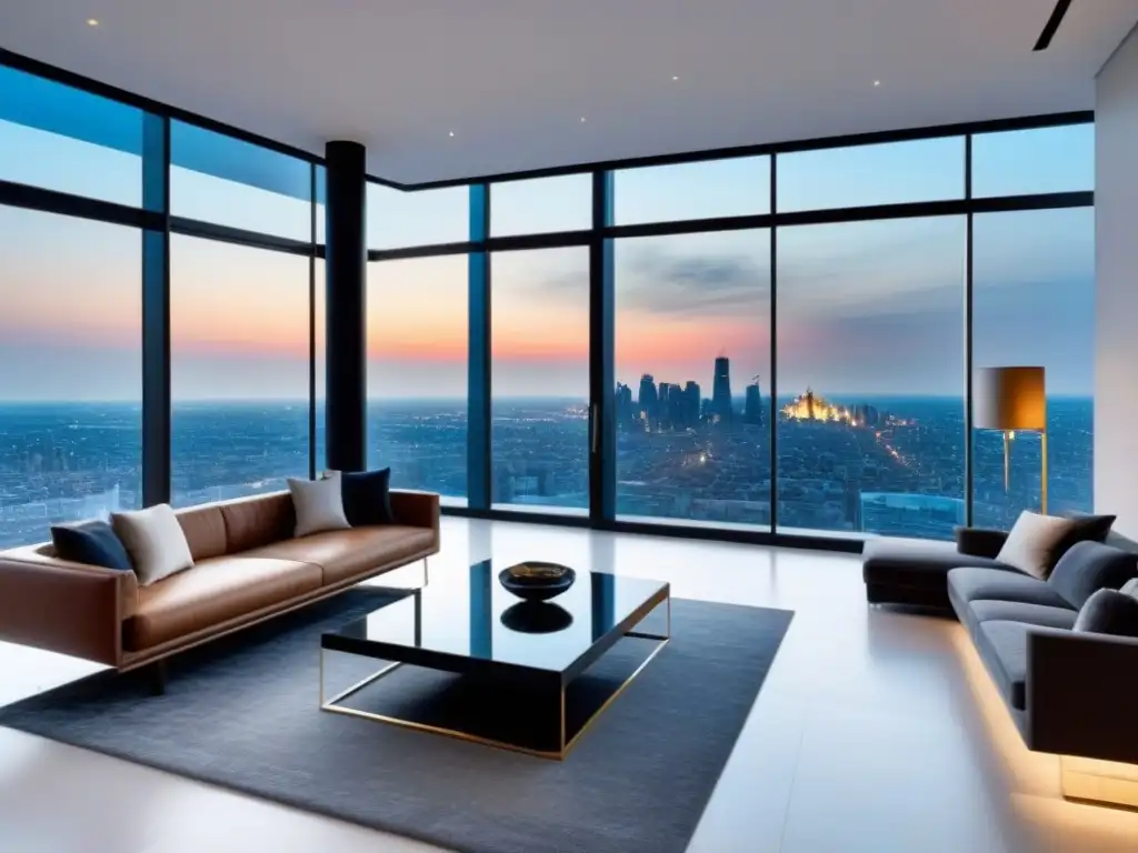 Penthouse de lujo con vista panorámica a la ciudad Exclusivo ático moderno con vistas a la ciudad, diseño elegante y terraza privada con panorámica urbana