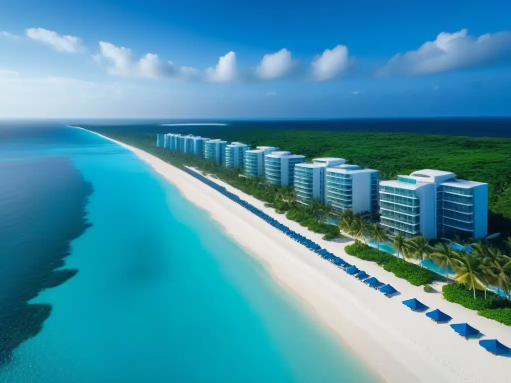 Paraísos de lujo: resort frente al mar en paraíso turquesa Un exclusivo complejo de tiempo compartido frente al mar con aguas turquesas, arena blanca y arquitectura moderna