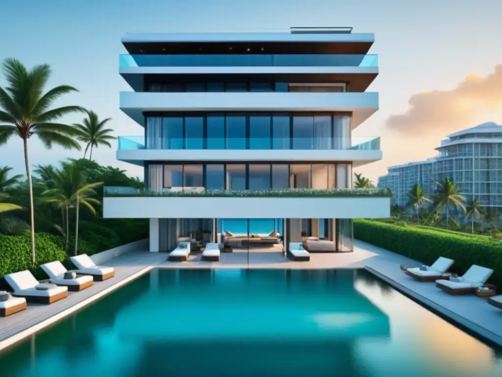 Residencial de lujo con vista a playa cristalina y helipuerto privado Exclusivo condominio de lujo con vistas a la playa, piscinas infinitas y helipuerto en el techo