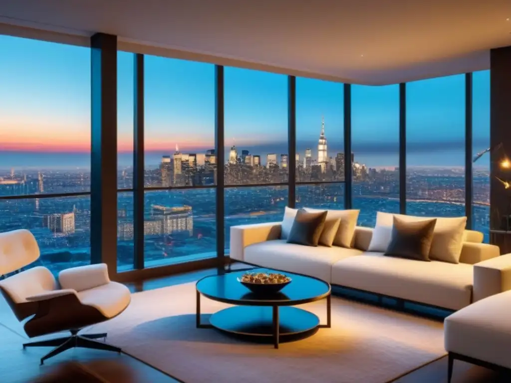 Evento exclusivo en lujoso ático urbano con influencer y desarrolladores inmobiliarios Un exclusivo evento de influencer en un lujoso ático, con vista a la ciudad