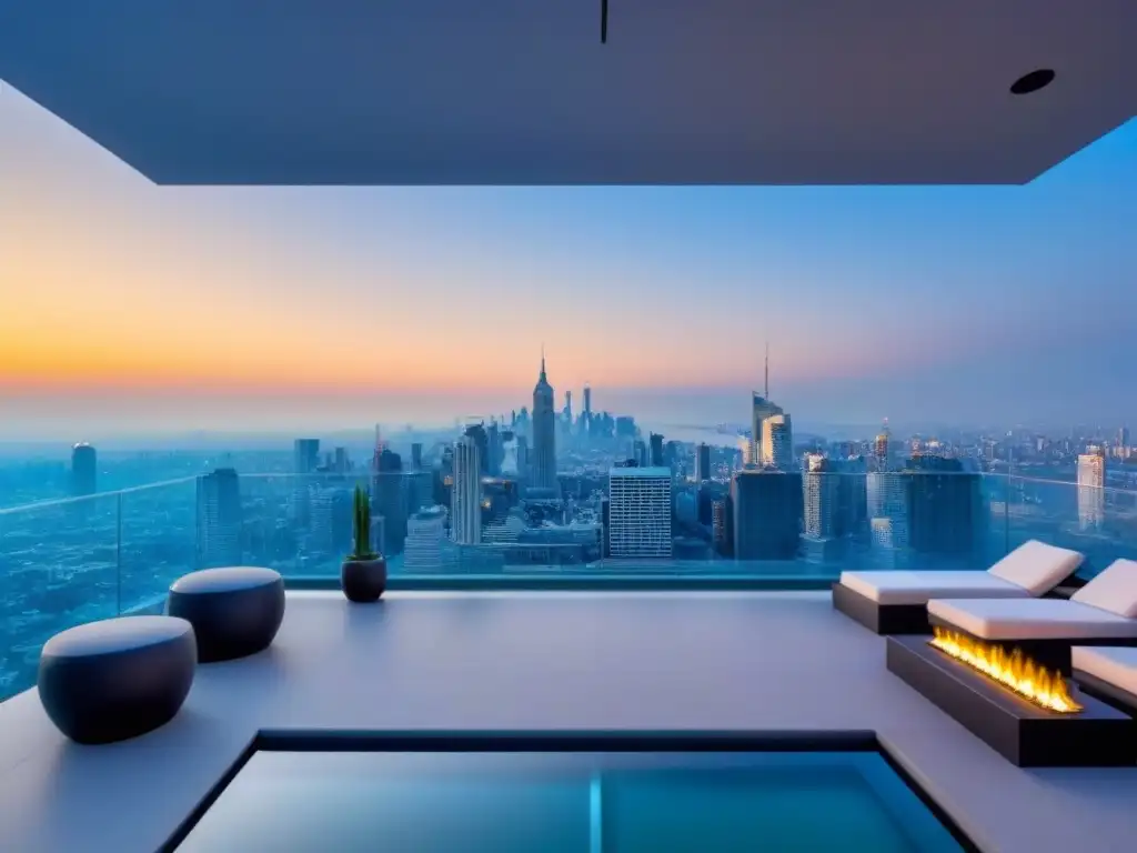 Penthouse de lujo con vistas panorámicas en ciudad moderna Exclusivo penthouse moderno con vista a la ciudad, diseño elegante y terraza panorámica en propiedades de lujo internacionales