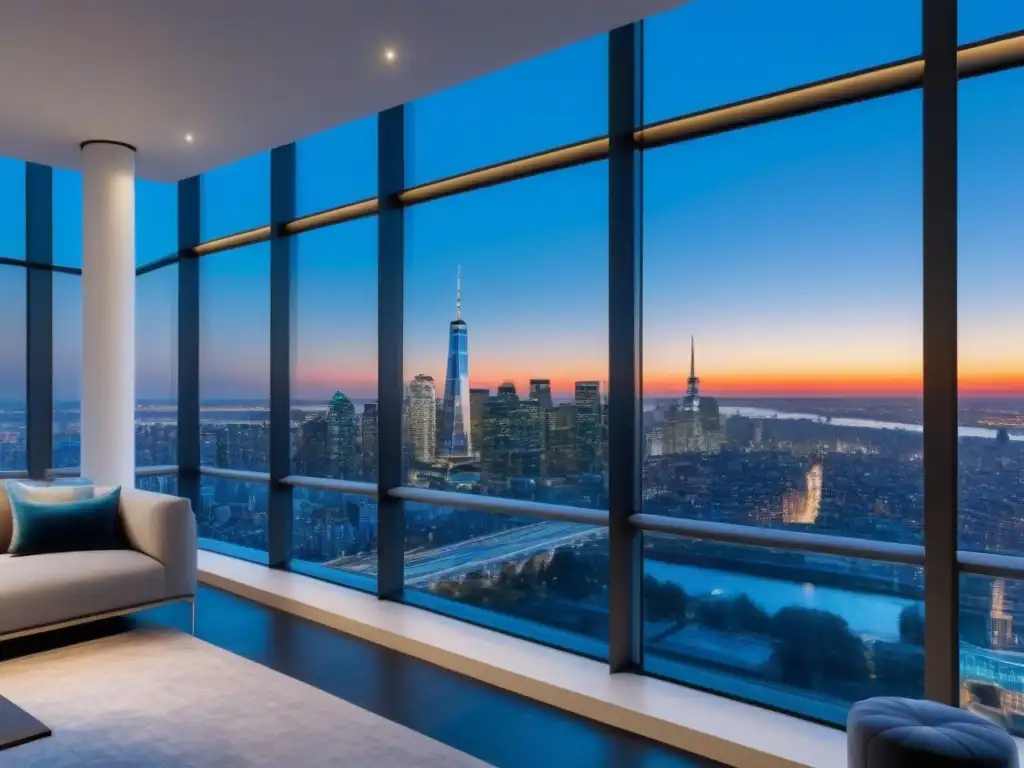 Penthouse de lujo con vista panorámica en ciudad vibrante Exclusivo penthouse con panorámica vista urbana y diseño elegante