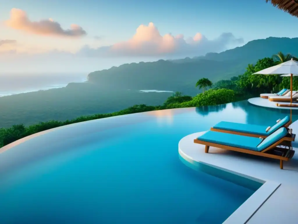 Exclusivo resort con piscina infinita y vistas al mar turquesa