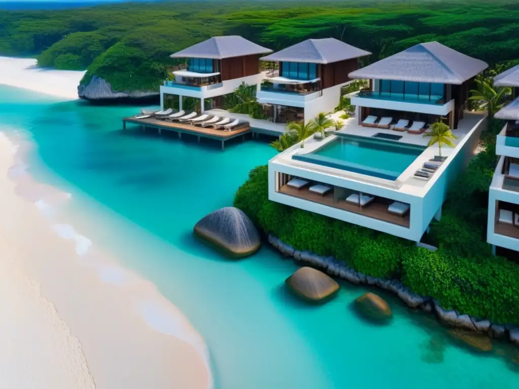 Paraíso de lujo: resort compartido en playa paradisíaca Exclusivo resort vacacional compartido frente al mar con piscina infinita y diseño moderno