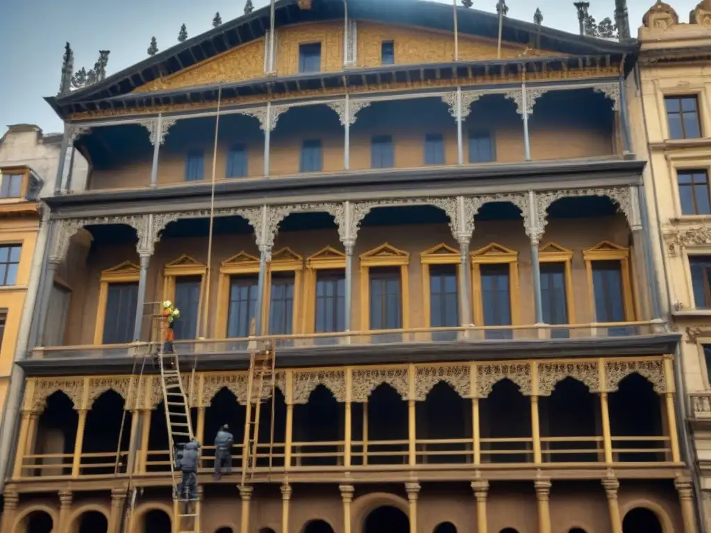 Restauración histórica: expertos preservando un edificio emblemático Expertos en restauración preservan un edificio histórico, resaltando la importancia de Inversiones inmobiliarias en sitios históricos