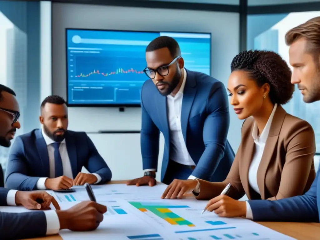 Profesionales expertos en due diligence inmobiliario en ciudad africana Expertos en inmobiliaria África Subsahariana realizan minuciosa due diligence en oficina moderna y dinámica