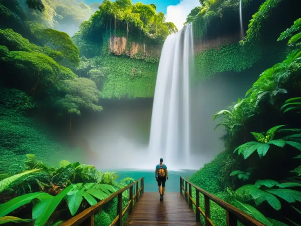 Paraíso tropical: selva exuberante, cascada cristalina y vida silvestre Un exuberante paraíso tropical con cascada cristalina y vida silvestre