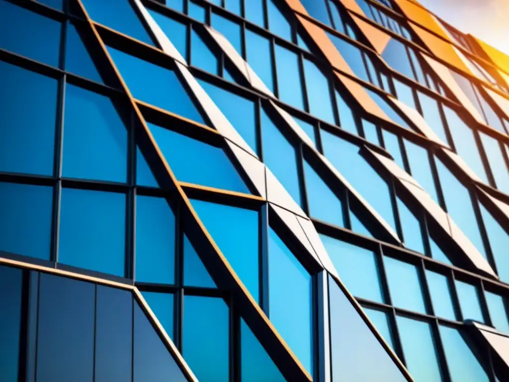 Edificio futurista con innovadores materiales de aislamiento térmico Fachada futurista con nuevos materiales aislamiento térmico, diseño dinámico y patrones geométricos