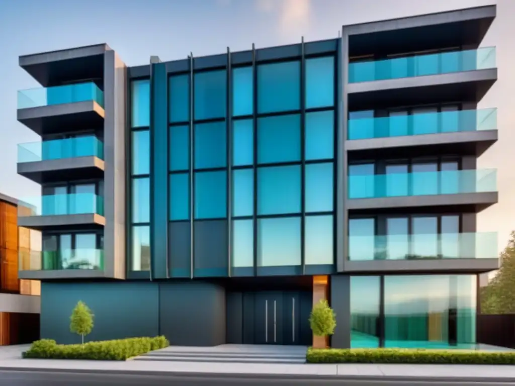 Edificio residencial futurista con alta seguridad tecnológica Fachada residencial moderna y futurista con sistemas de seguridad avanzados