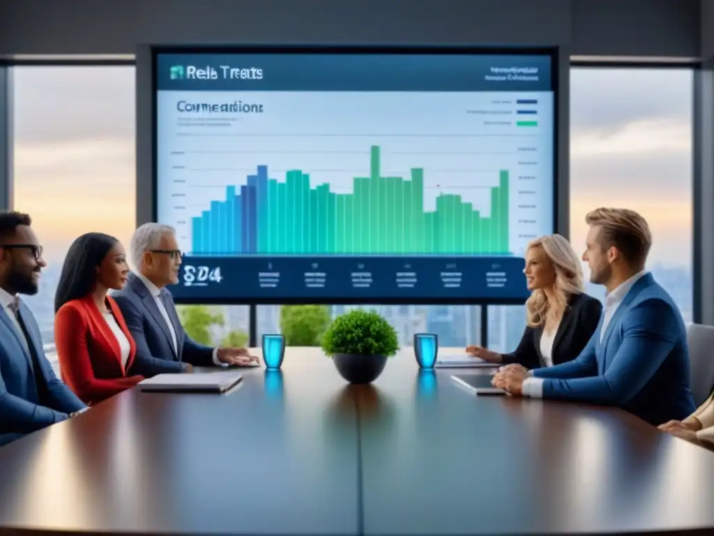 Conversación generacional: Inversiones inmobiliarias en la era digital Familias de diferentes generaciones discuten inversiones inmobiliarias en un moderno entorno de negocios