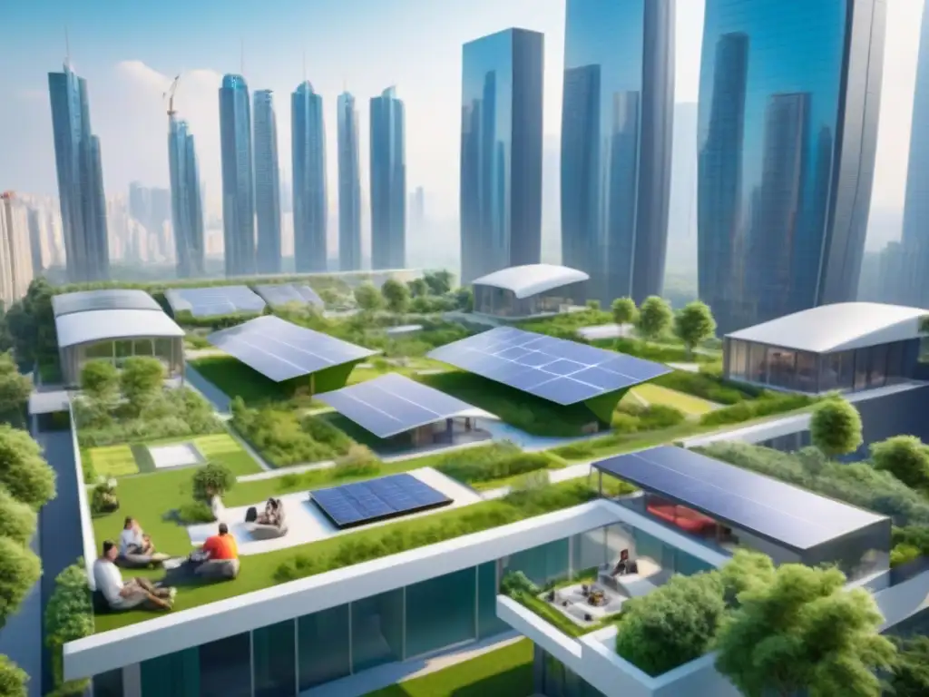 Metrópolis futurista: familias digitales disfrutan moderna vida urbana Familias nómadas digitales disfrutan de la vida en un paisaje urbano futurista y verde
