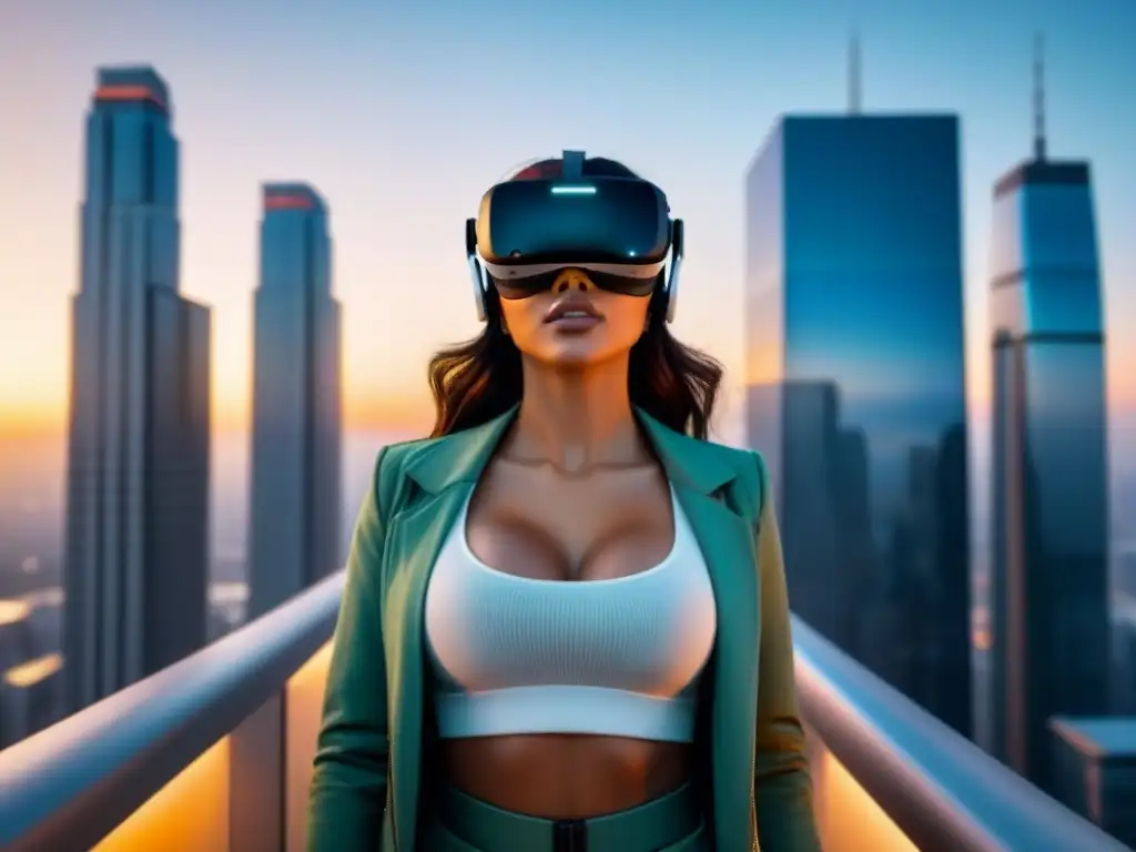 Realidad virtual futurista: ciudad inteligente y real estate innovador Fascinante realidad virtual de ciudad moderna